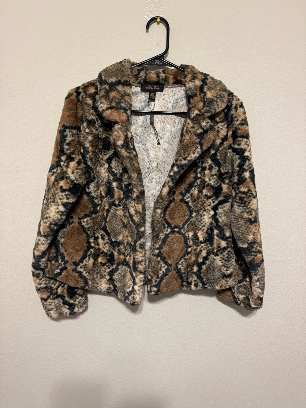 Melissa Paige Brown & Black Snake-Print Teddy Jacket